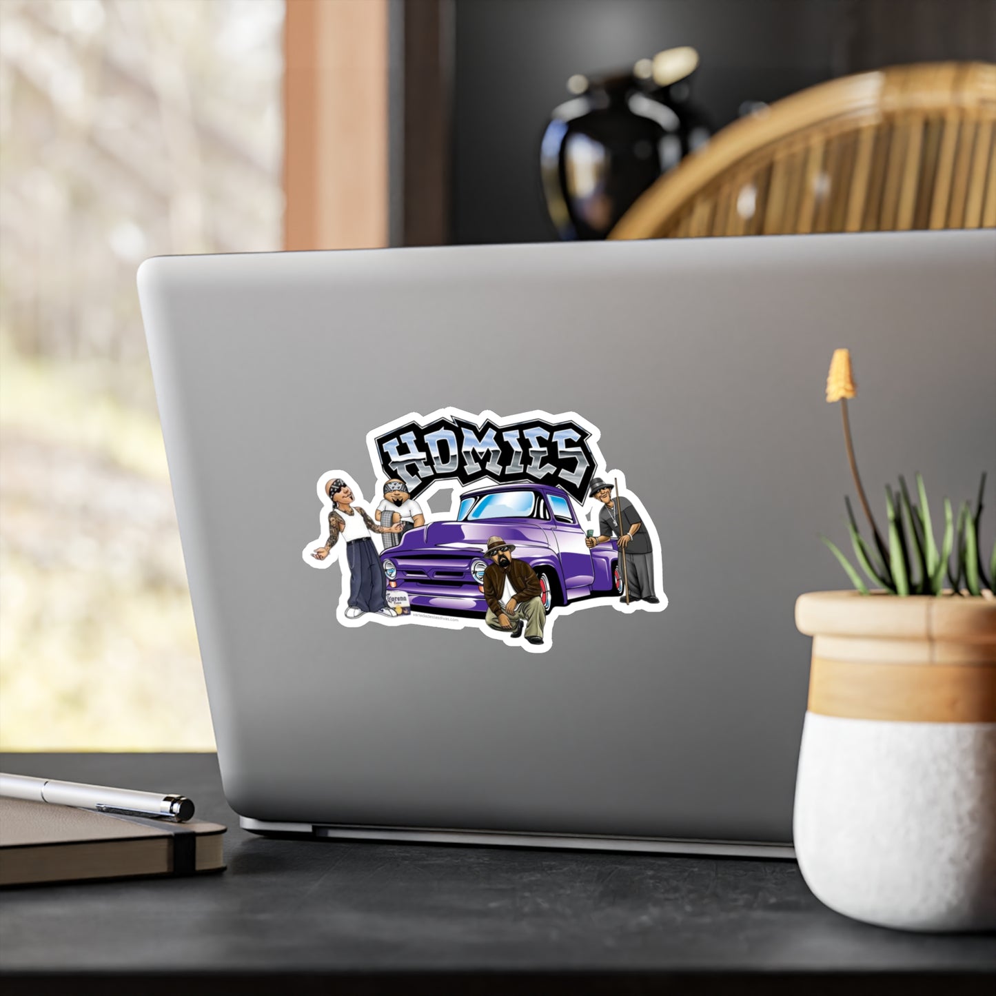 Homies Lowrider Vinyl Sticker — Purple Truck Kiss-Cut Decal