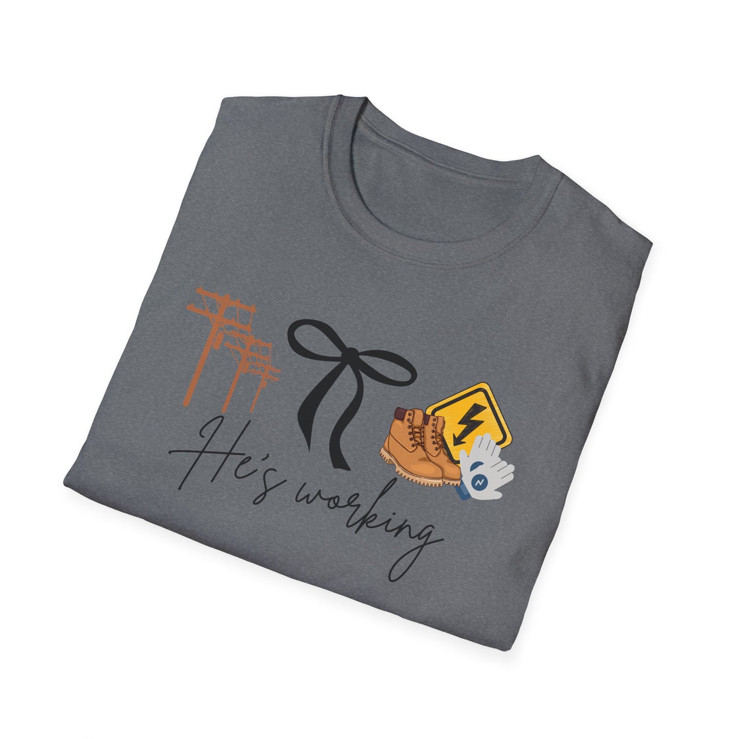 Lineman His Working Softstyle T-Shirt, Casual Tee, Motivational Shirt, Gifts for Her, Everyday Wear, Birthday Present