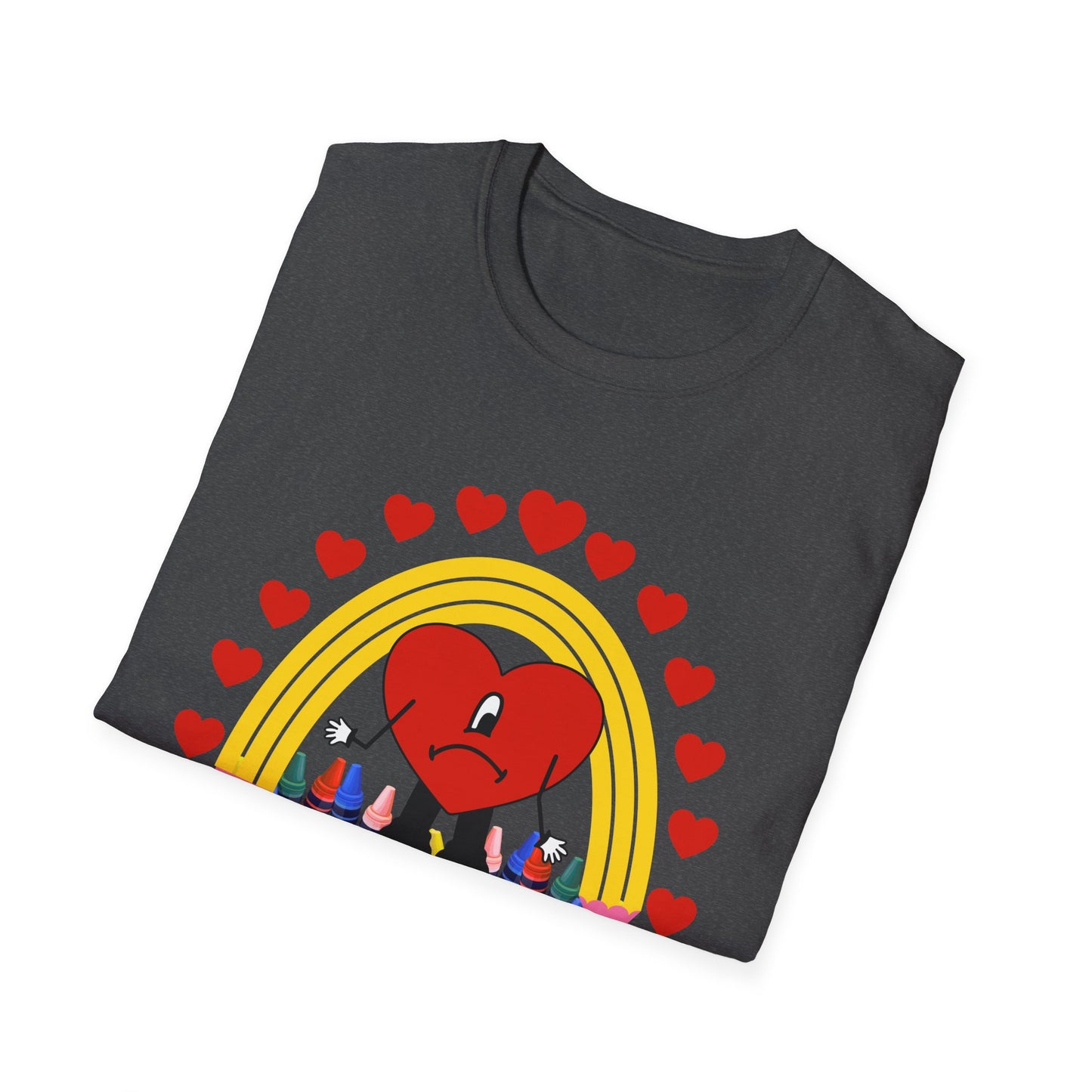 Teacher Love Graphic Tee, Unisex T-Shirt for Educators, Heart Design for Teacher Appreciation, Graduation, Back to School, Gift Idea