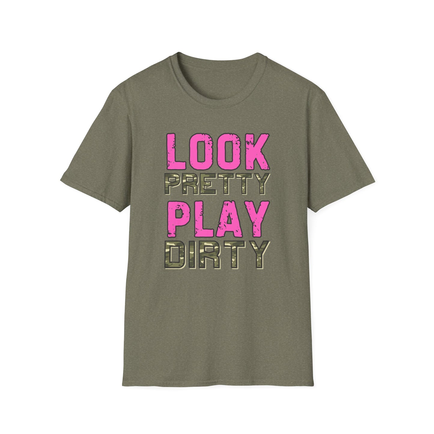 Look Pretty Play Dirty Unisex Softstyle T-Shirt - Fun & Stylish Tee for Casual Wear