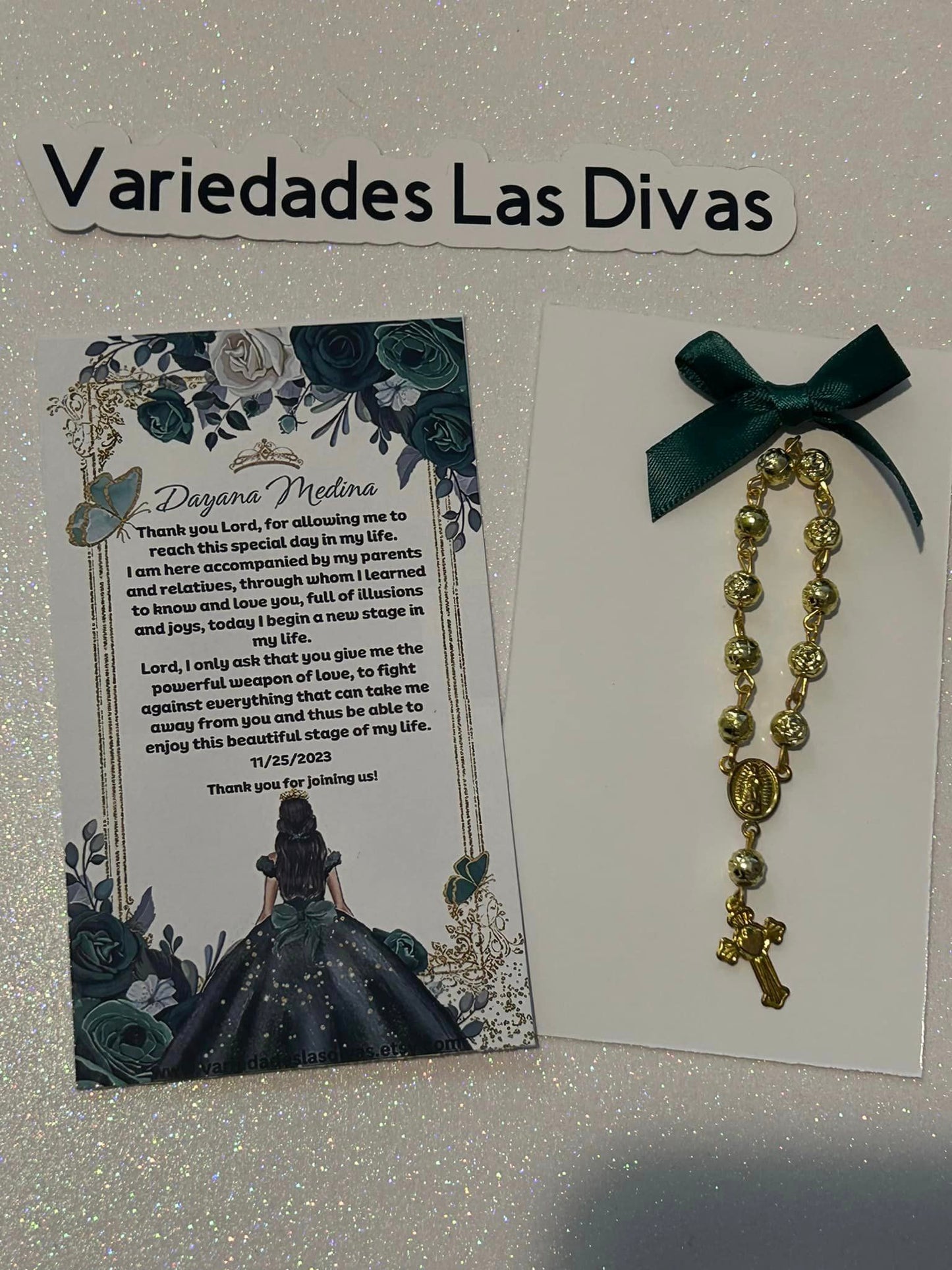 Quinceañera Personalized Favors- Green dress