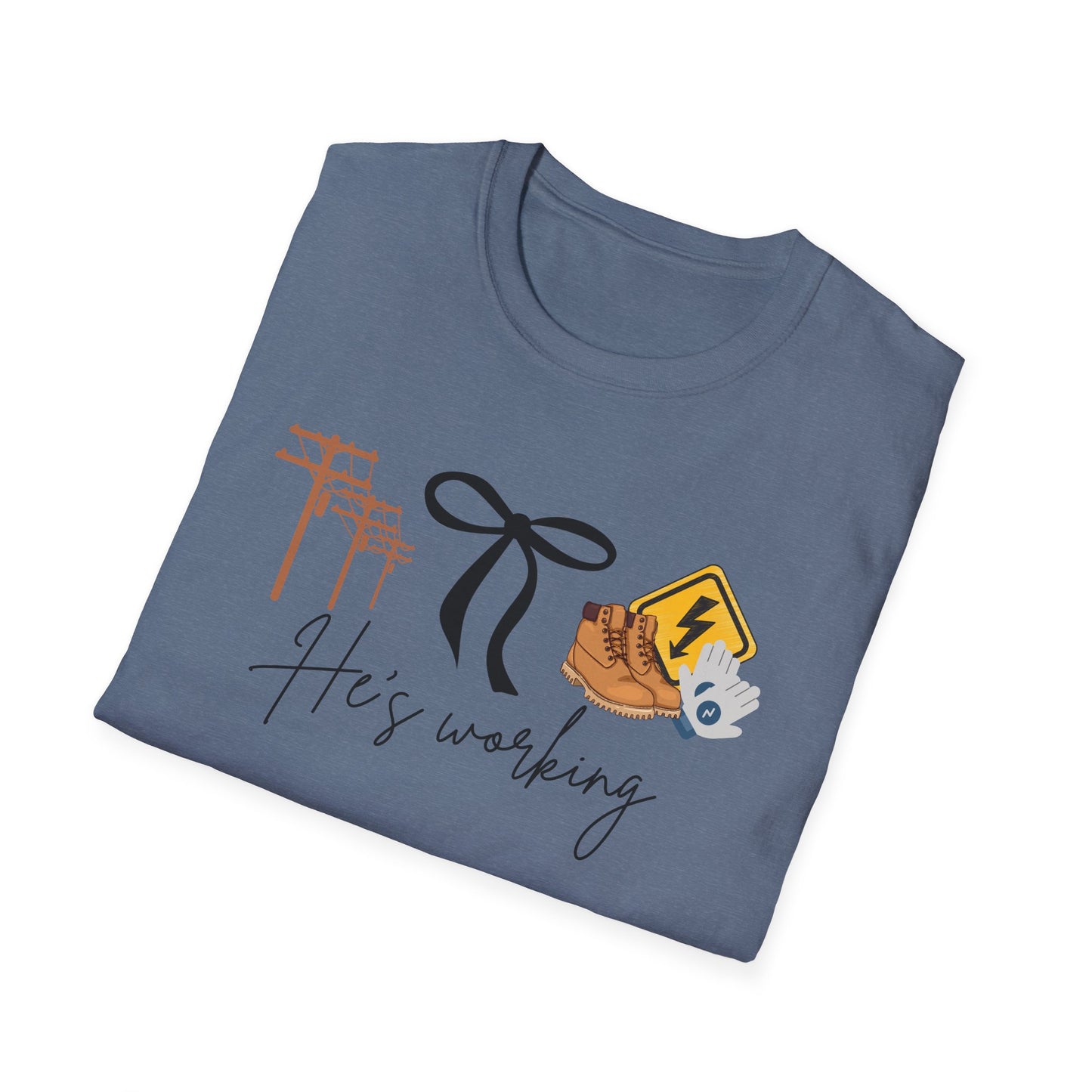 Lineman His Working Softstyle T-Shirt, Casual Tee, Motivational Shirt, Gifts for Her, Everyday Wear, Birthday Present