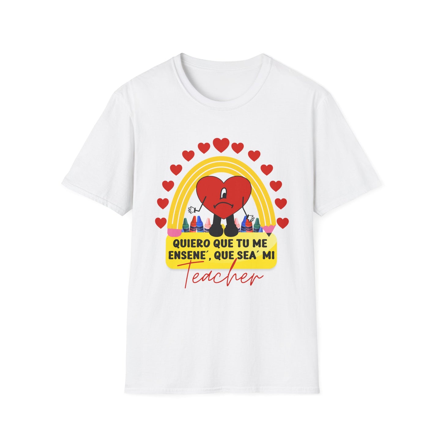 Teacher Love Graphic Tee, Unisex T-Shirt for Educators, Heart Design for Teacher Appreciation, Graduation, Back to School, Gift Idea