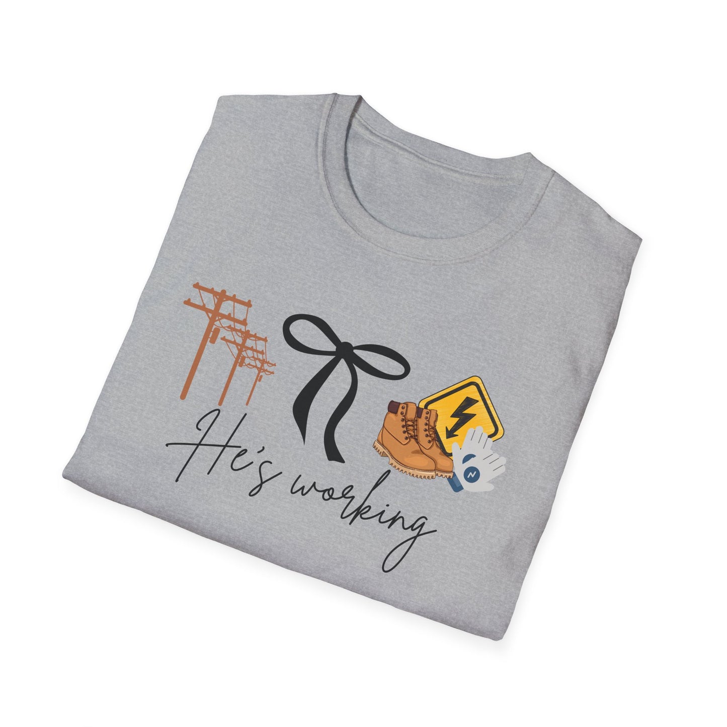 Lineman His Working Softstyle T-Shirt, Casual Tee, Motivational Shirt, Gifts for Her, Everyday Wear, Birthday Present