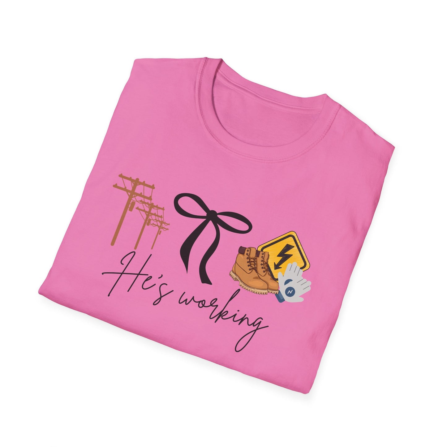Lineman His Working Softstyle T-Shirt, Casual Tee, Motivational Shirt, Gifts for Her, Everyday Wear, Birthday Present