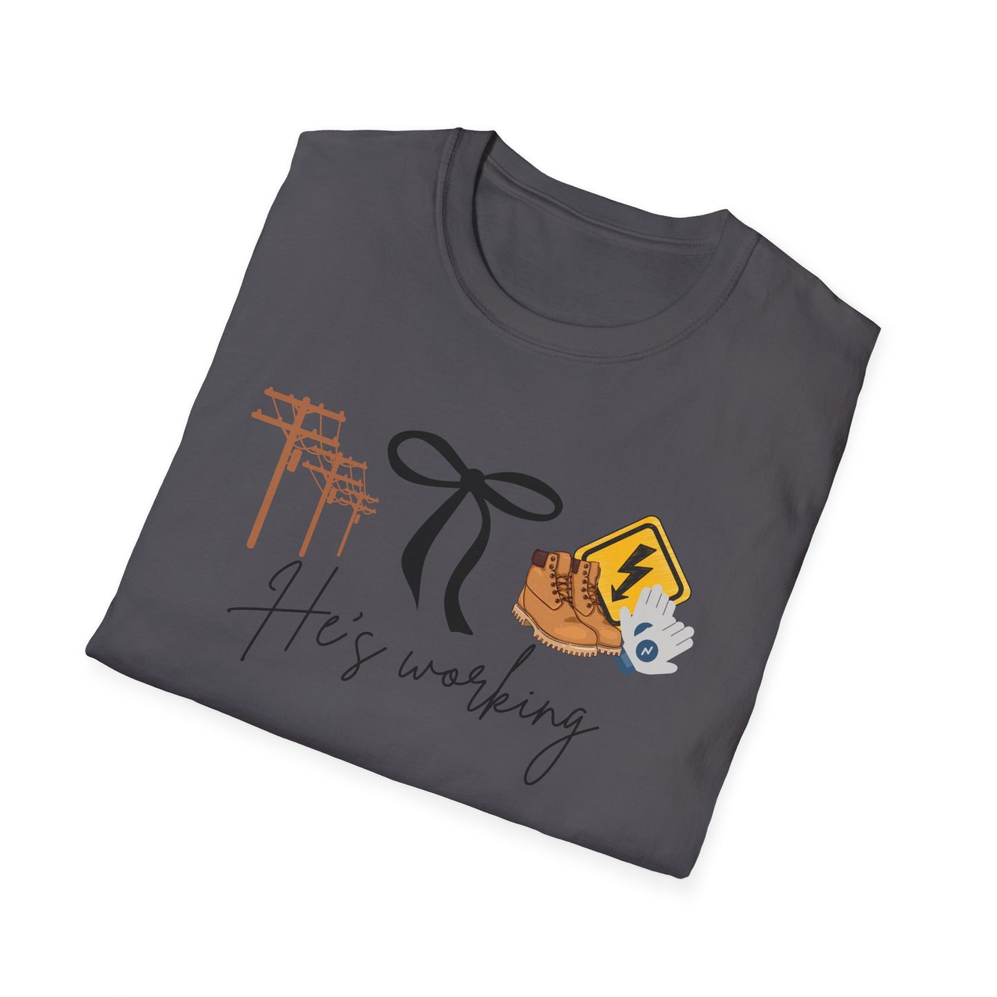 Lineman His Working Softstyle T-Shirt, Casual Tee, Motivational Shirt, Gifts for Her, Everyday Wear, Birthday Present