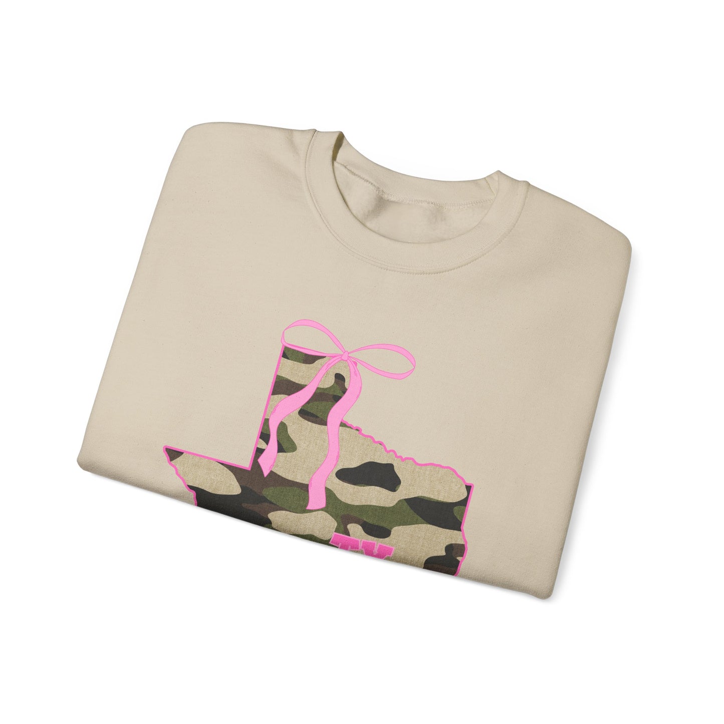 Texas Camo Bow Sweatshirt — Pink Girly Texas State Pride