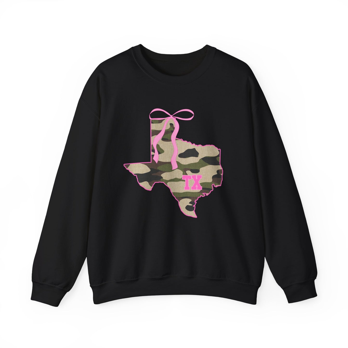 Texas Camo Bow Sweatshirt — Pink Girly Texas State Pride