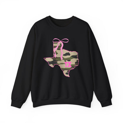 Texas Camo Bow Sweatshirt — Pink Girly Texas State Pride