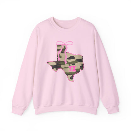 Texas Camo Bow Sweatshirt — Pink Girly Texas State Pride