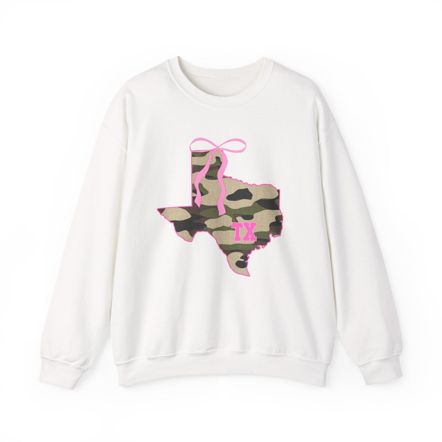 Texas Camo Bow Sweatshirt — Pink Girly Texas State Pride