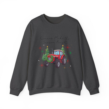Farmer Christmas Sweatshirt — “Farmers Make the Season Bright” Tractor Holiday Crewneck
