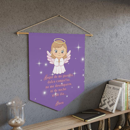 Whimsical Guardian Angel Pennant, Cute Nursery Decor, Baby Shower Gift, Inspirational Wall Hanging, Kids Room Decoration