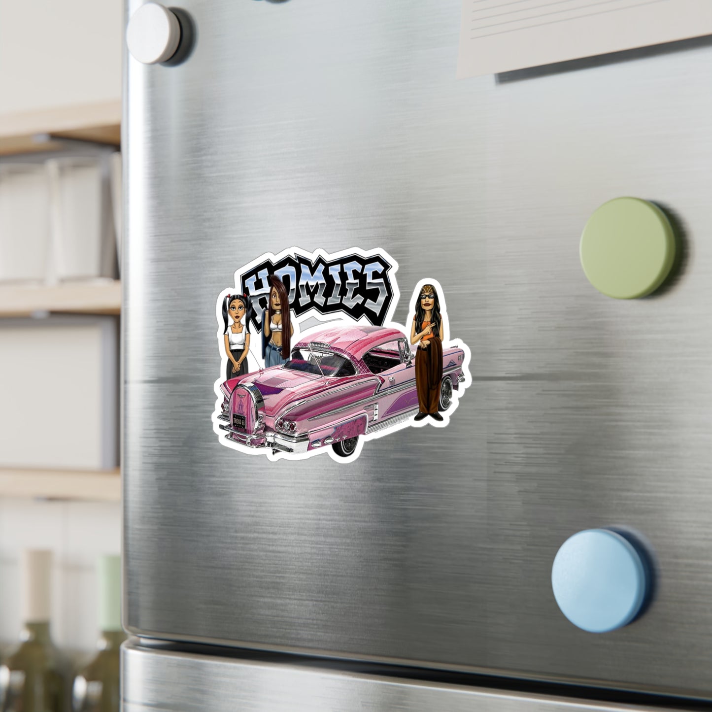 Pink Car Homies Kiss-Cut Vinyl Decals | Unique Stickers for Home Decor, Skateboards, Laptops, Gift Ideas, Urban Art