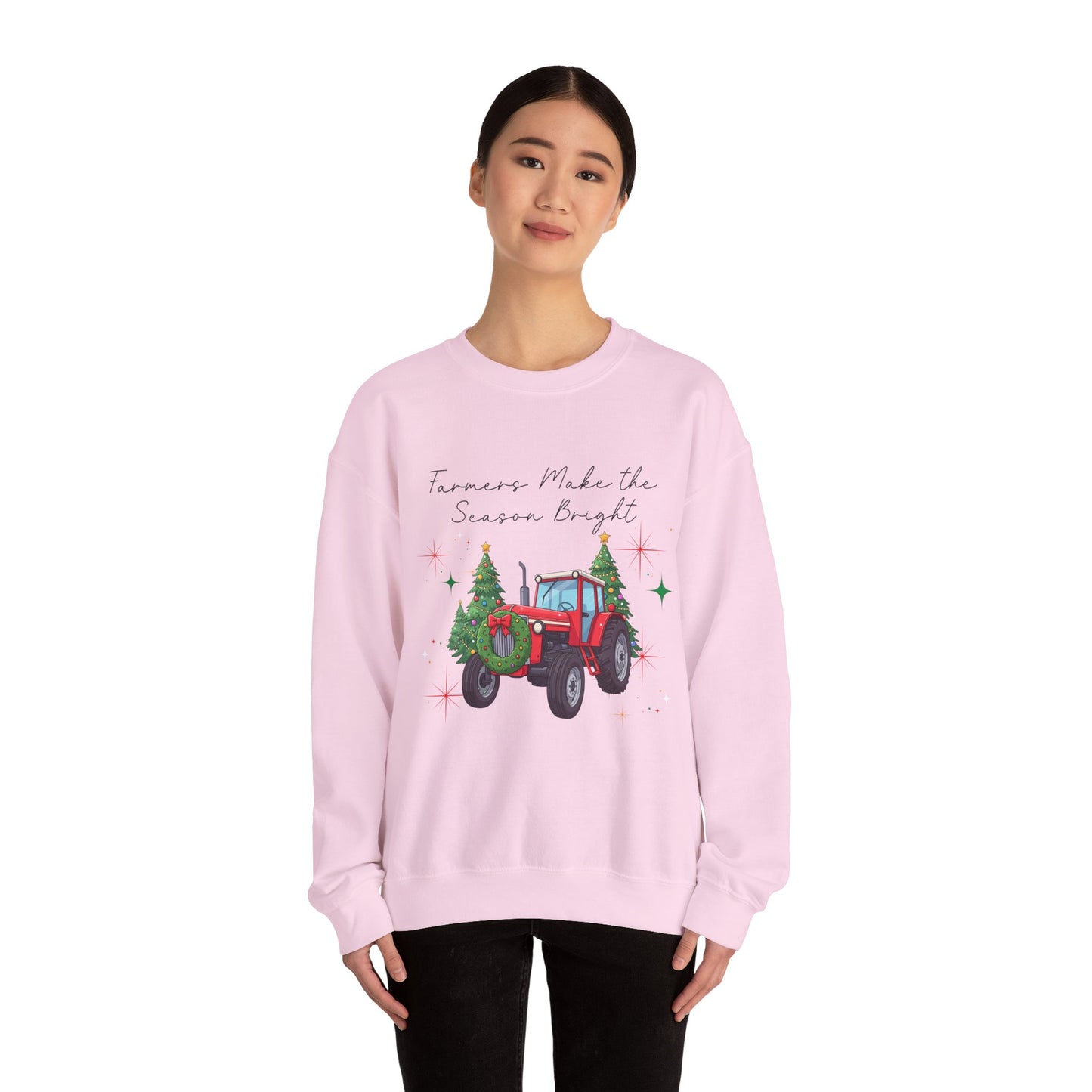 Farmer Christmas Sweatshirt — “Farmers Make the Season Bright” Tractor Holiday Crewneck