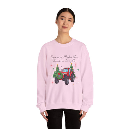 Farmer Christmas Sweatshirt — “Farmers Make the Season Bright” Tractor Holiday Crewneck