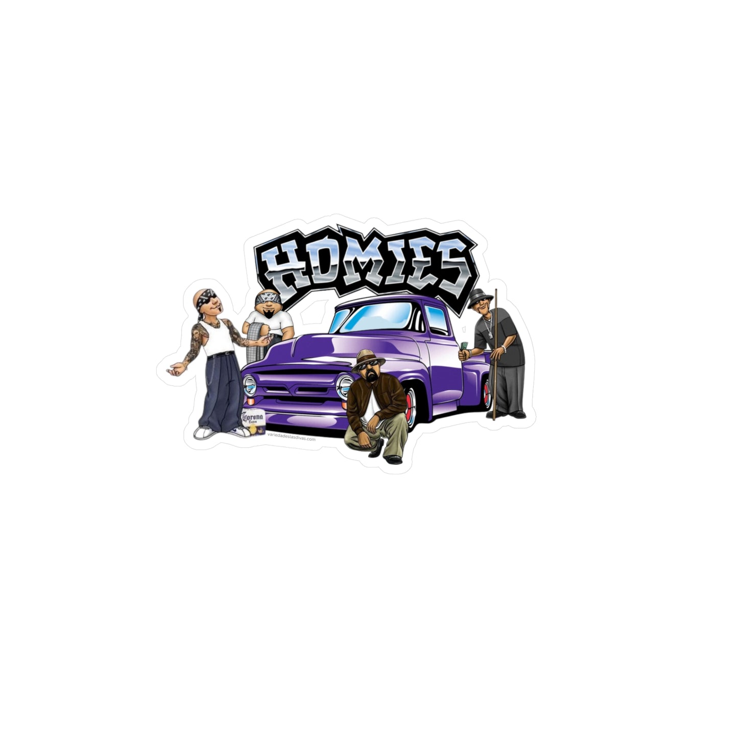 Homies Lowrider Vinyl Sticker — Purple Truck Kiss-Cut Decal