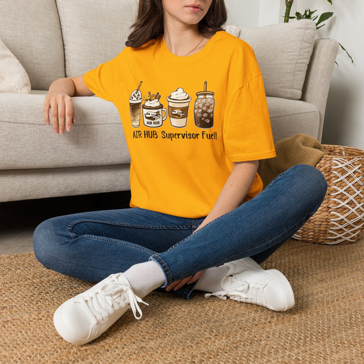 Air Hub Supervisor Fuel T-Shirt — Cute Coffee Drinks Graphic Tee for Managers and Aviation Staff