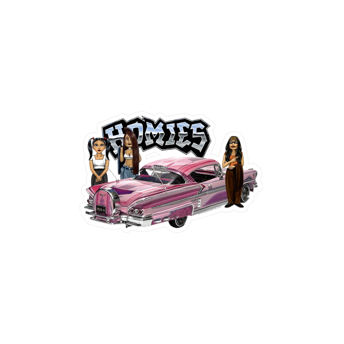 Pink Car Homies Kiss-Cut Vinyl Decals | Unique Stickers for Home Decor, Skateboards, Laptops, Gift Ideas, Urban Art