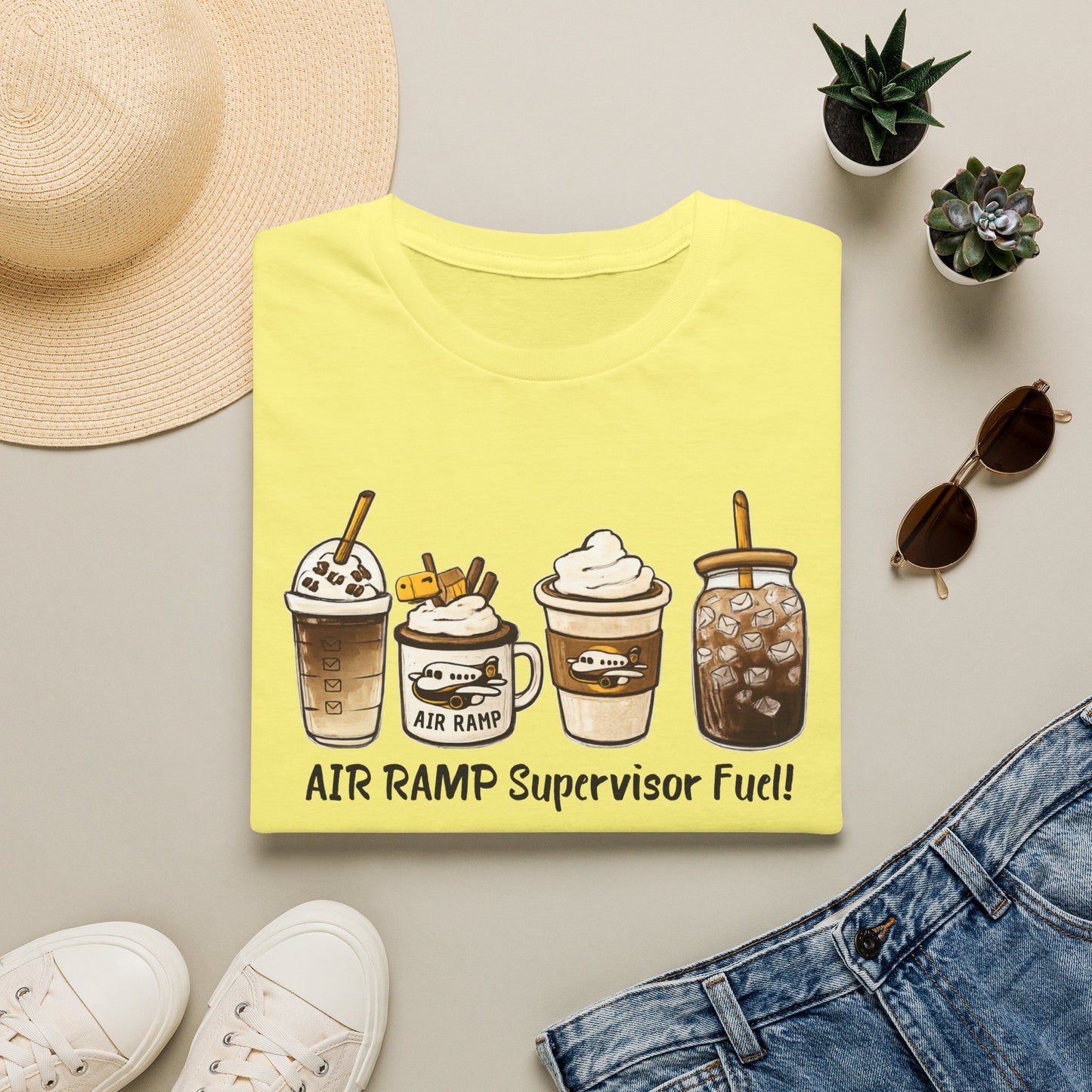 Air Ramp Supervisor Fuel T-Shirt — Coffee & Frappe Crewneck for Air Ramp Workers