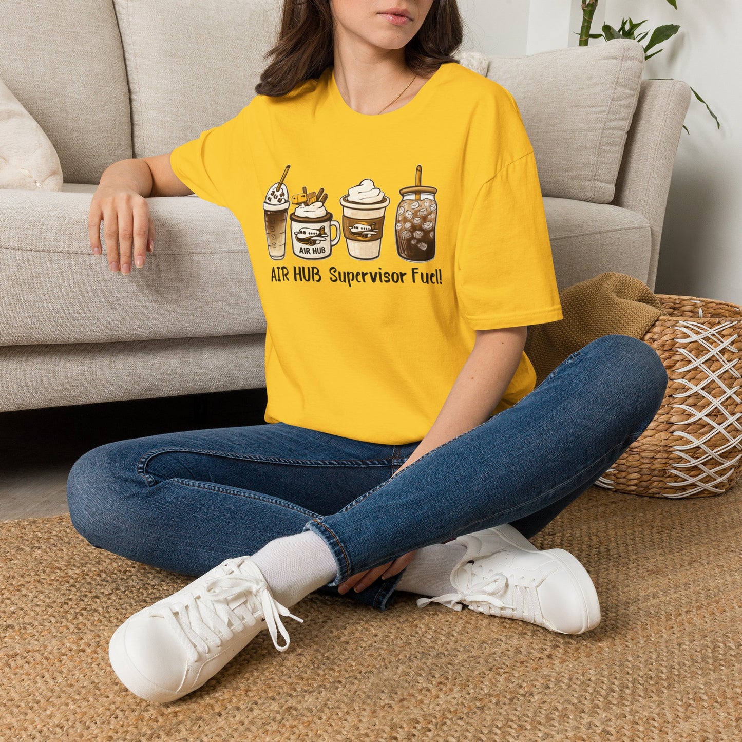 Air Hub Supervisor Fuel T-Shirt — Cute Coffee Drinks Graphic Tee for Managers and Aviation Staff