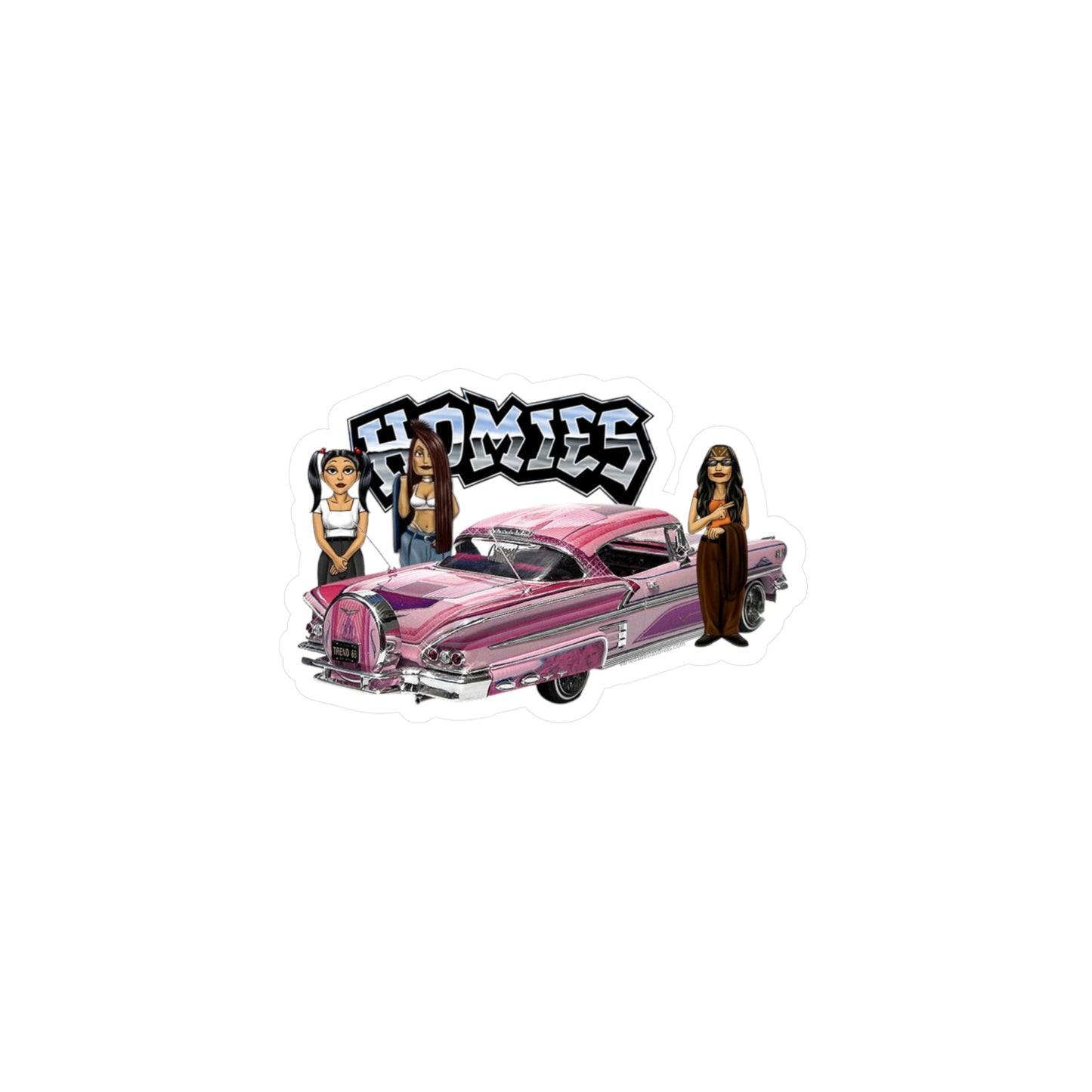 Pink Car Homies Kiss-Cut Vinyl Decals | Unique Stickers for Home Decor, Skateboards, Laptops, Gift Ideas, Urban Art