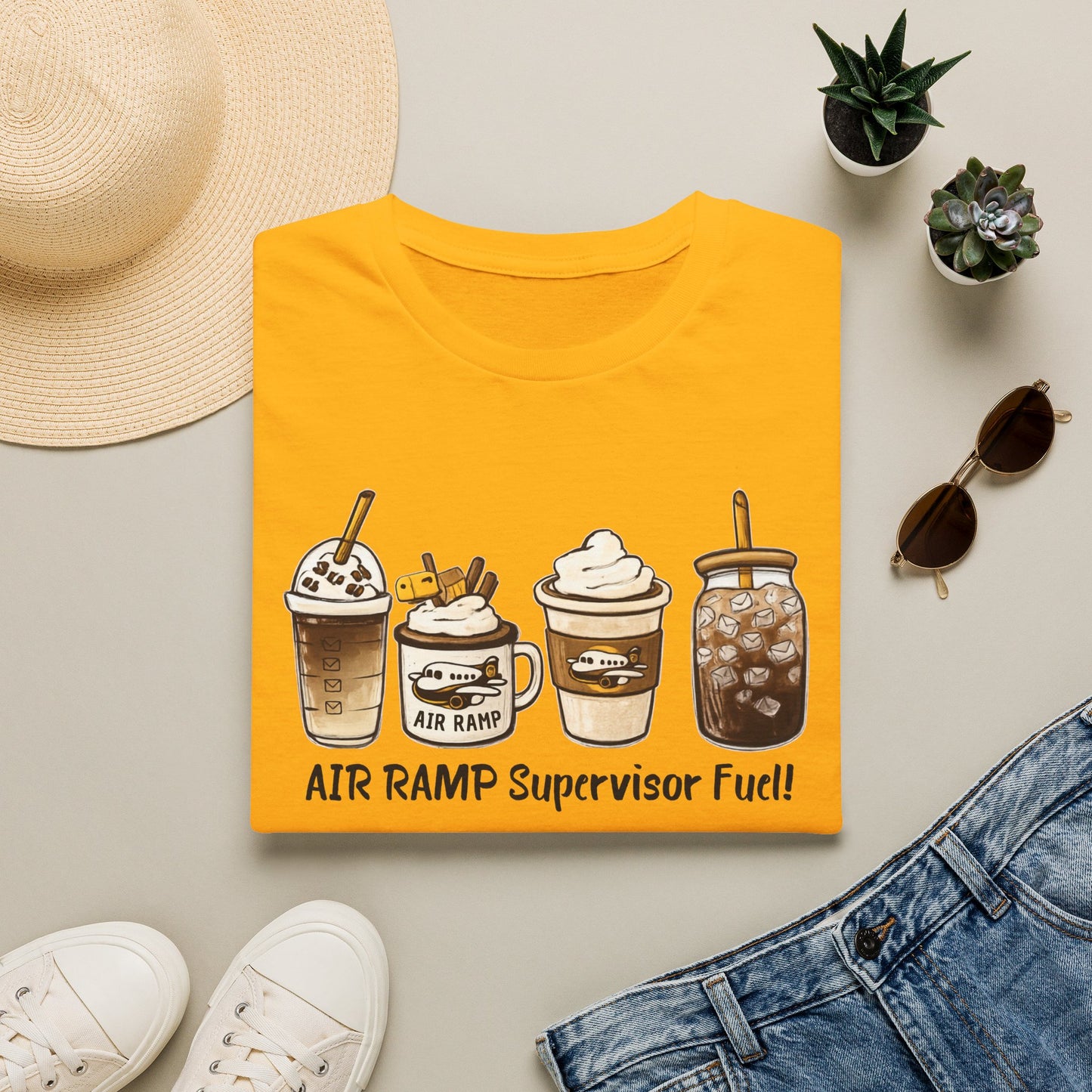 Air Ramp Supervisor Fuel T-Shirt — Coffee & Frappe Crewneck for Air Ramp Workers