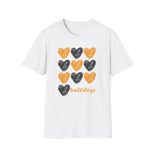 Cute Bulldog Hearts Unisex T-Shirt,  Casual Wear, Bulldogs Valentine's Day shirt