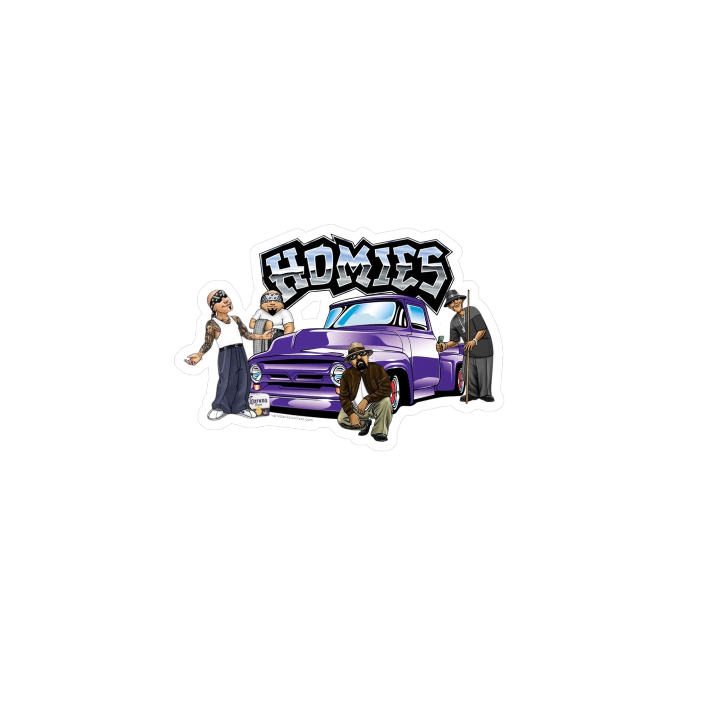 Purple Truck Homies Kiss-Cut Vinyl Decals | Unique Stickers for Home Decor, Skateboards, Laptops, Gift Ideas, Urban Art