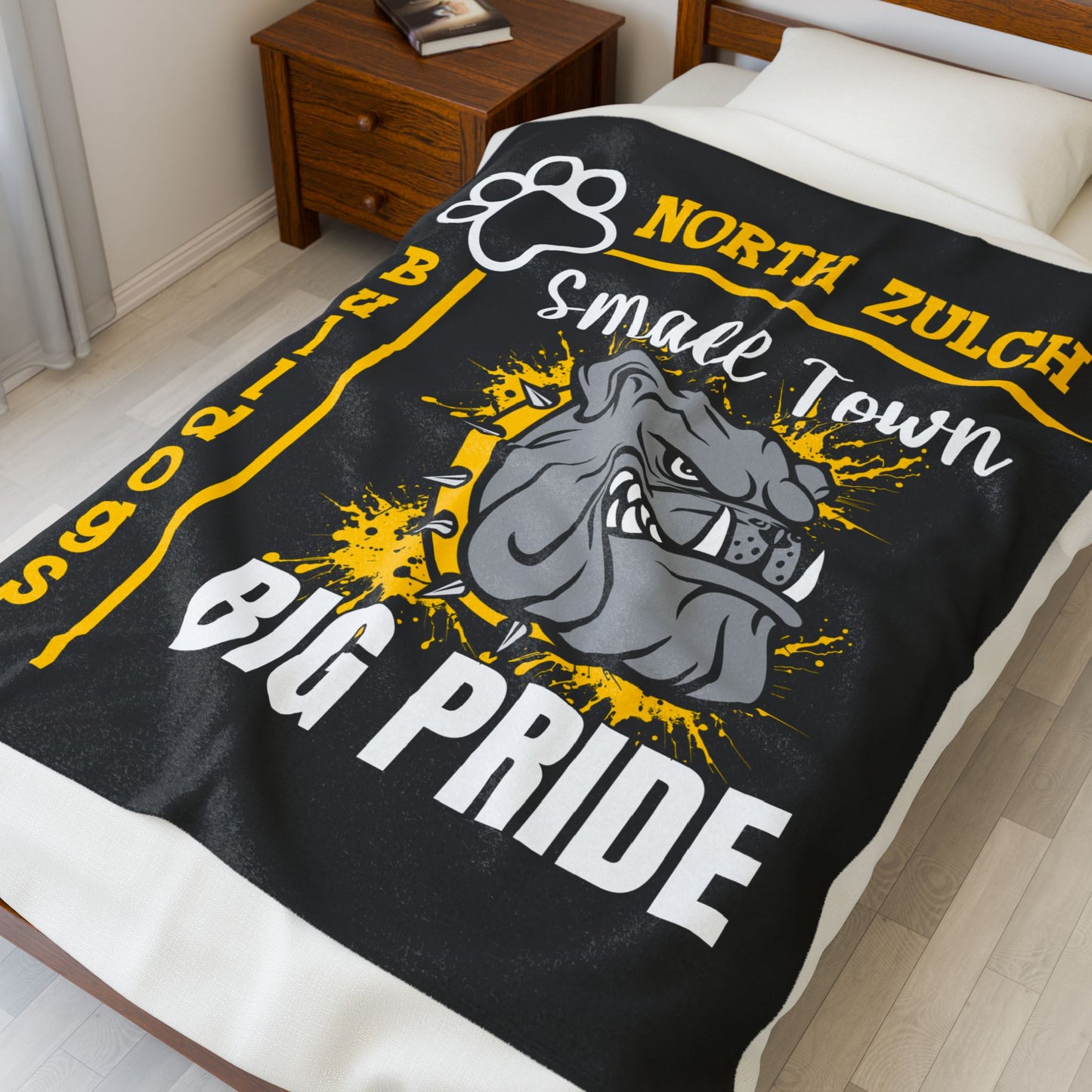 North Zulch Bulldogs Velveteen Plush Blanket, Cozy Throw for Sports Fans, Gift for Graduations, Home Decor, Team Spirit