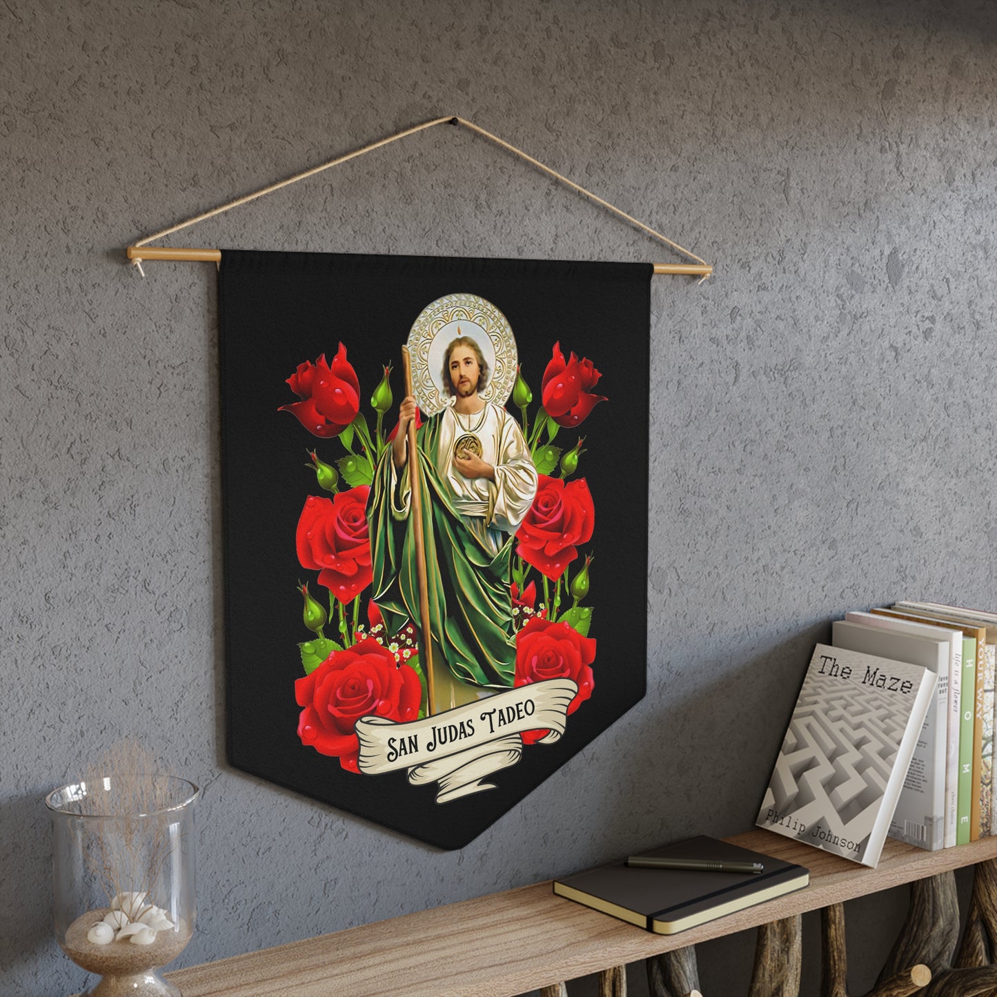 San Judas Tadeo Pennant - Religious Wall Decor, Spiritual Home Decoration, Catholic Gift, Faith-Based Décor, Festive Wall Banner