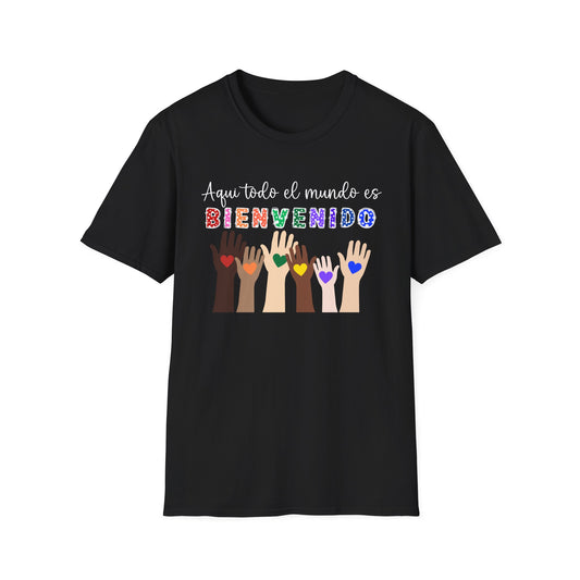 Inclusive Welcome T-Shirt | Unisex Softstyle Tee for Diversity, Equality, Pride, Gifts for Friends, Community Events