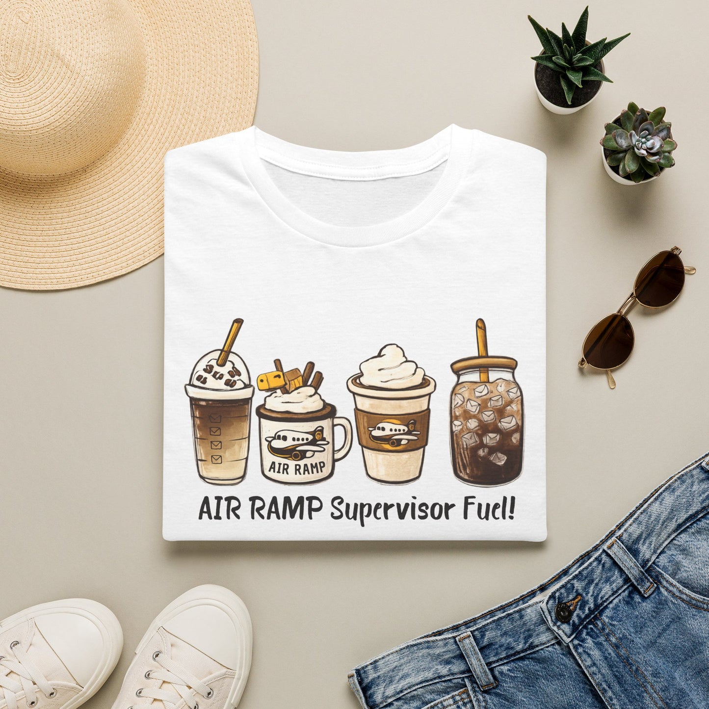 Air Ramp Supervisor Fuel T-Shirt — Coffee & Frappe Crewneck for Air Ramp Workers