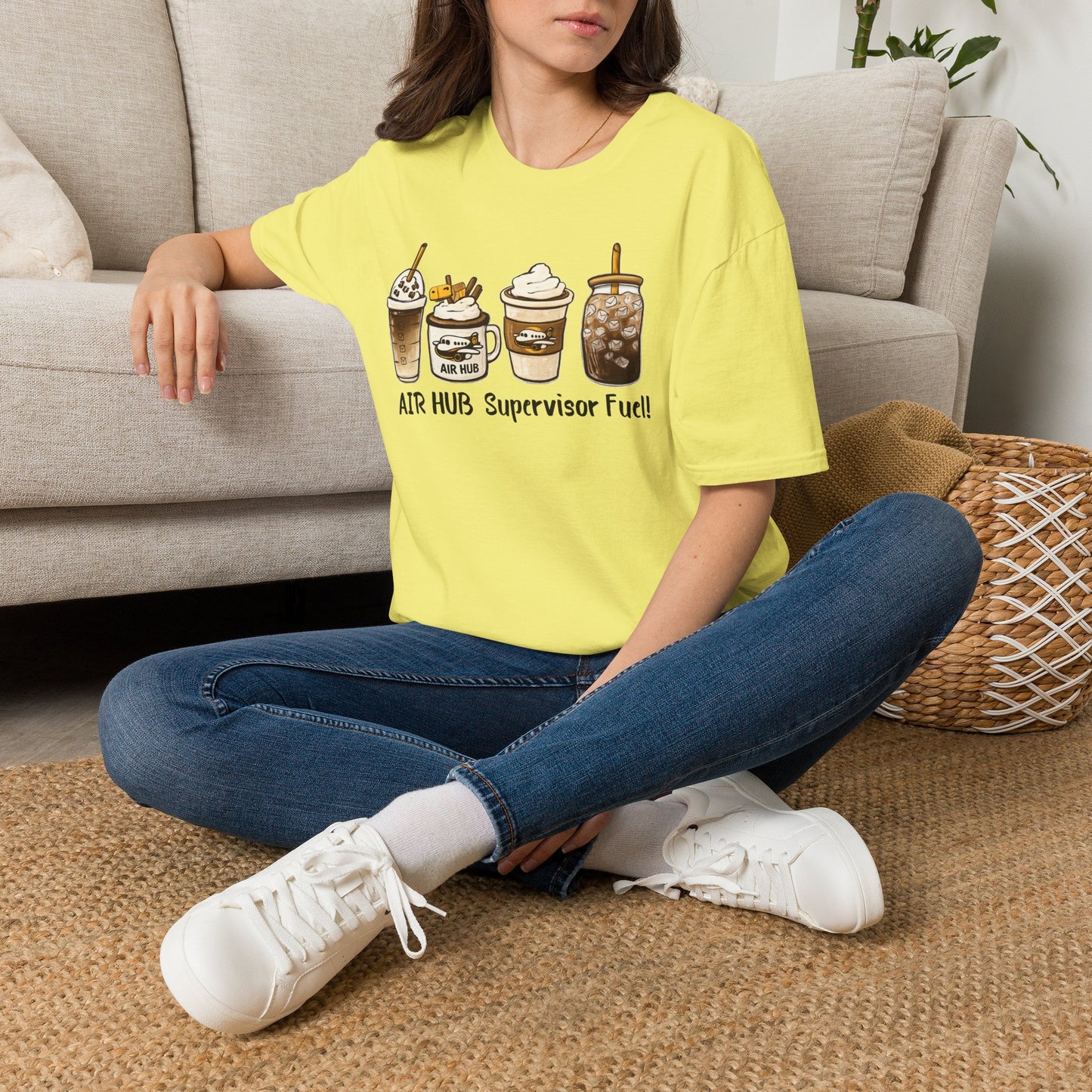 Air Hub Supervisor Fuel T-Shirt — Cute Coffee Drinks Graphic Tee for Managers and Aviation Staff
