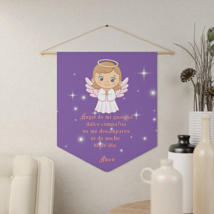 Whimsical Guardian Angel Pennant, Cute Nursery Decor, Baby Shower Gift, Inspirational Wall Hanging, Kids Room Decoration