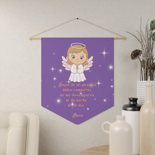 Whimsical Guardian Angel Pennant, Cute Nursery Decor, Baby Shower Gift, Inspirational Wall Hanging, Kids Room Decoration