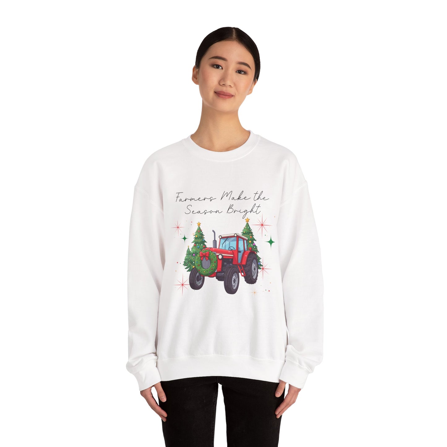 Farmer Christmas Sweatshirt — “Farmers Make the Season Bright” Tractor Holiday Crewneck