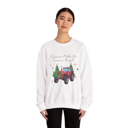 Farmer Christmas Sweatshirt — “Farmers Make the Season Bright” Tractor Holiday Crewneck