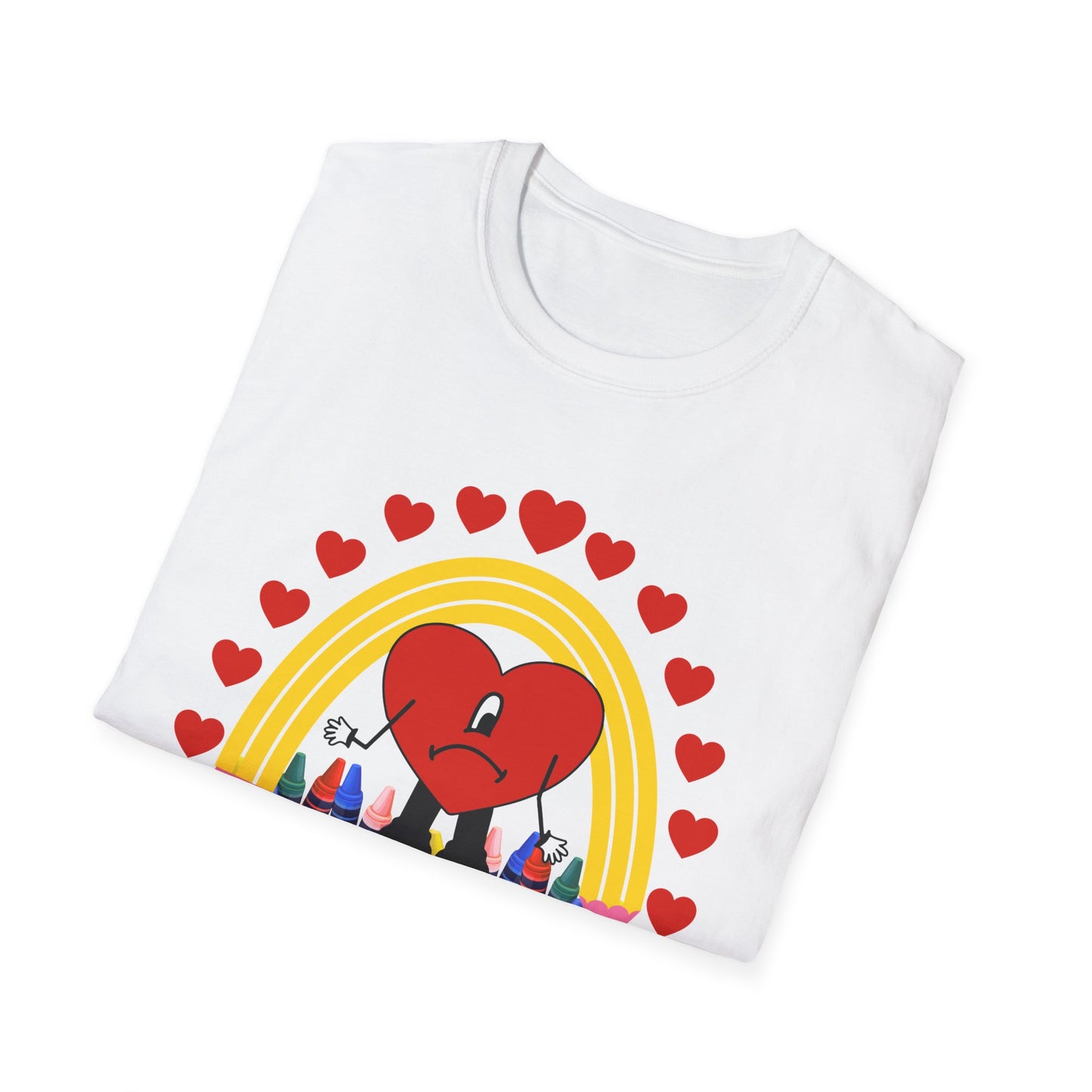 Teacher Love Graphic Tee, Unisex T-Shirt for Educators, Heart Design for Teacher Appreciation, Graduation, Back to School, Gift Idea