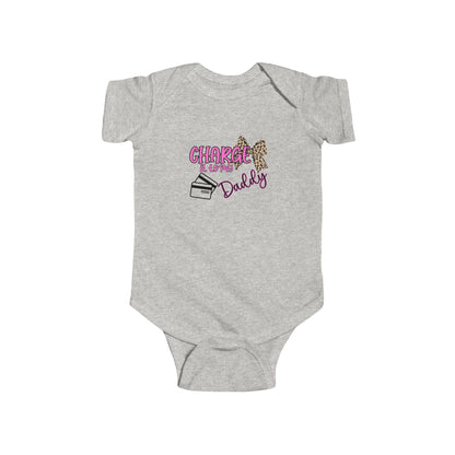 Baby Bodysuit — "Charge It to Daddy" Leopard Pink Graphic Infant One-Piece