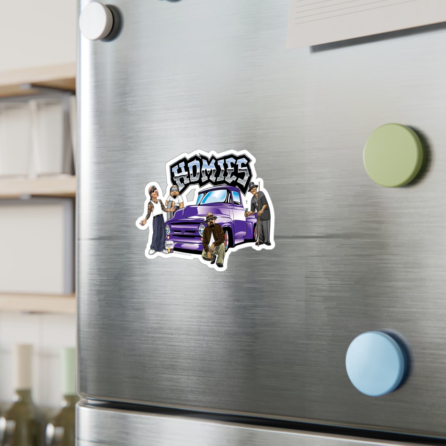 Purple Truck Homies Kiss-Cut Vinyl Decals | Unique Stickers for Home Decor, Skateboards, Laptops, Gift Ideas, Urban Art