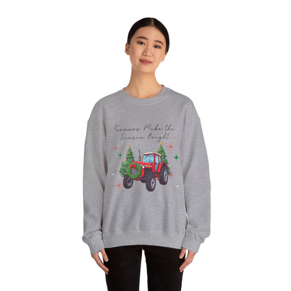 Farmer Christmas Sweatshirt — “Farmers Make the Season Bright” Tractor Holiday Crewneck