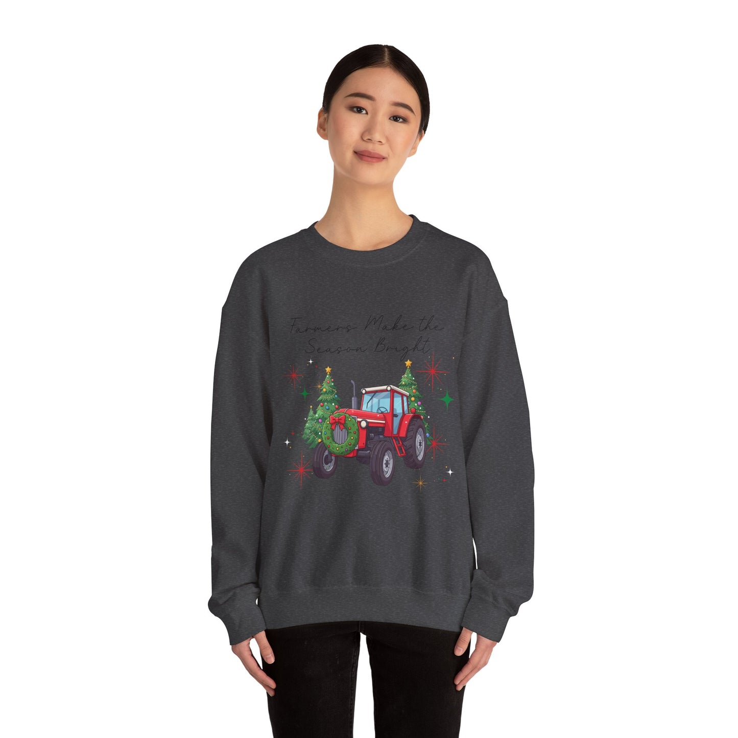 Farmer Christmas Sweatshirt — “Farmers Make the Season Bright” Tractor Holiday Crewneck
