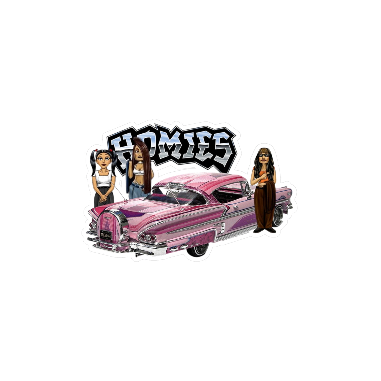 Pink Car Homies Kiss-Cut Vinyl Decals | Unique Stickers for Home Decor, Skateboards, Laptops, Gift Ideas, Urban Art