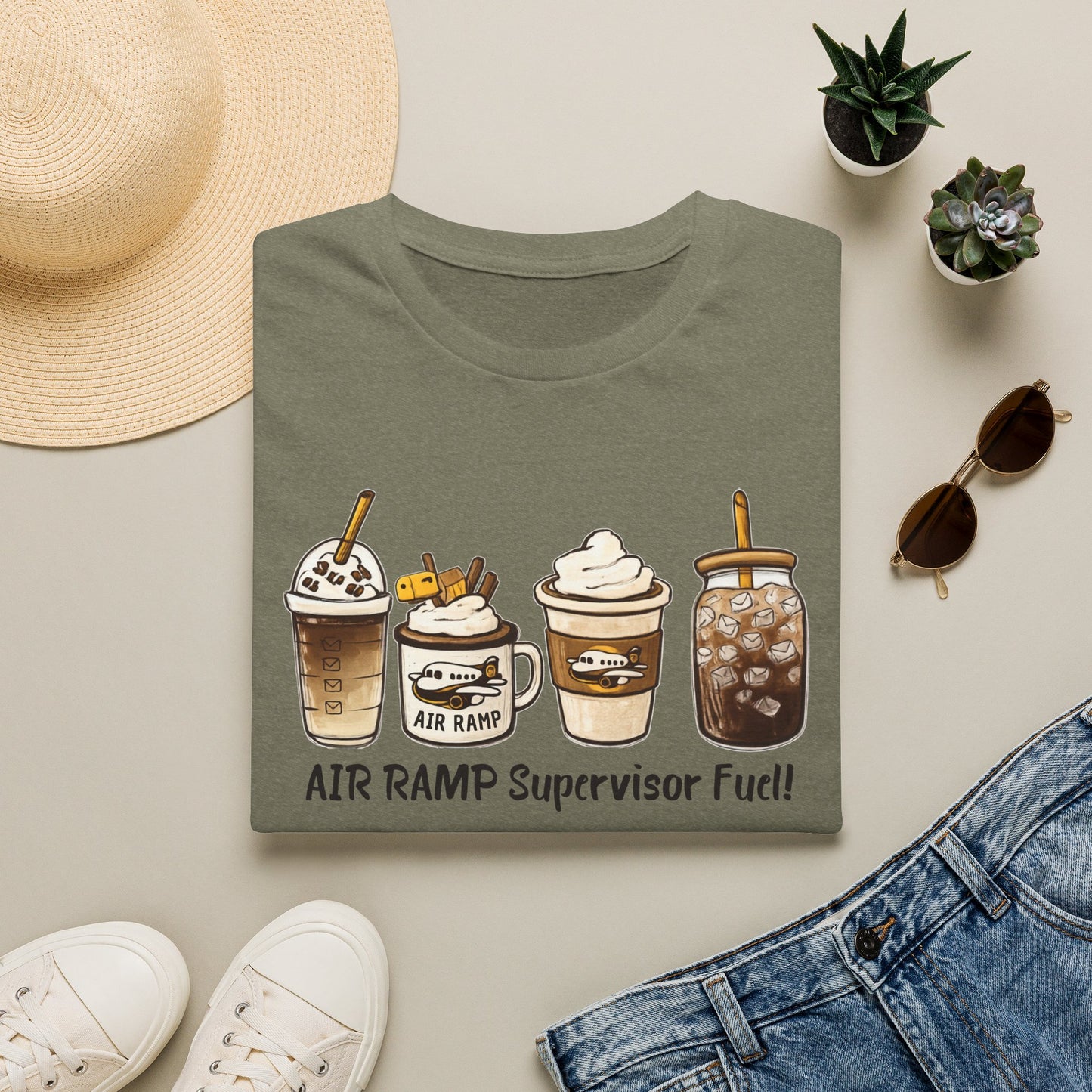 Air Ramp Supervisor Fuel T-Shirt — Coffee & Frappe Crewneck for Air Ramp Workers