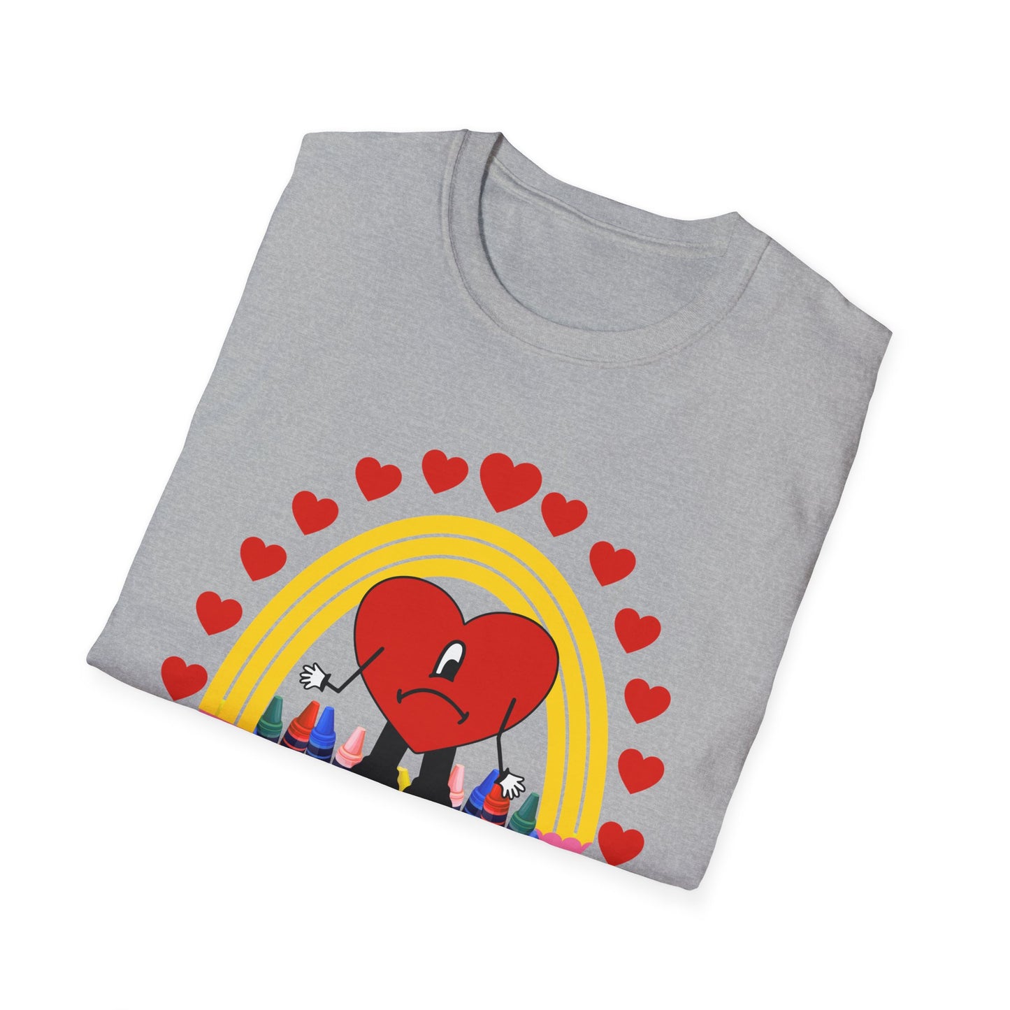 Teacher Love Graphic Tee, Unisex T-Shirt for Educators, Heart Design for Teacher Appreciation, Graduation, Back to School, Gift Idea