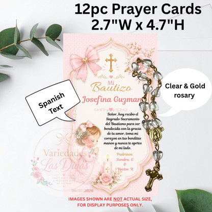 Pink Baptism Personalized Prayer cads