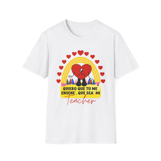 Teacher Love Graphic Tee, Unisex T-Shirt for Educators, Heart Design for Teacher Appreciation, Graduation, Back to School, Gift Idea