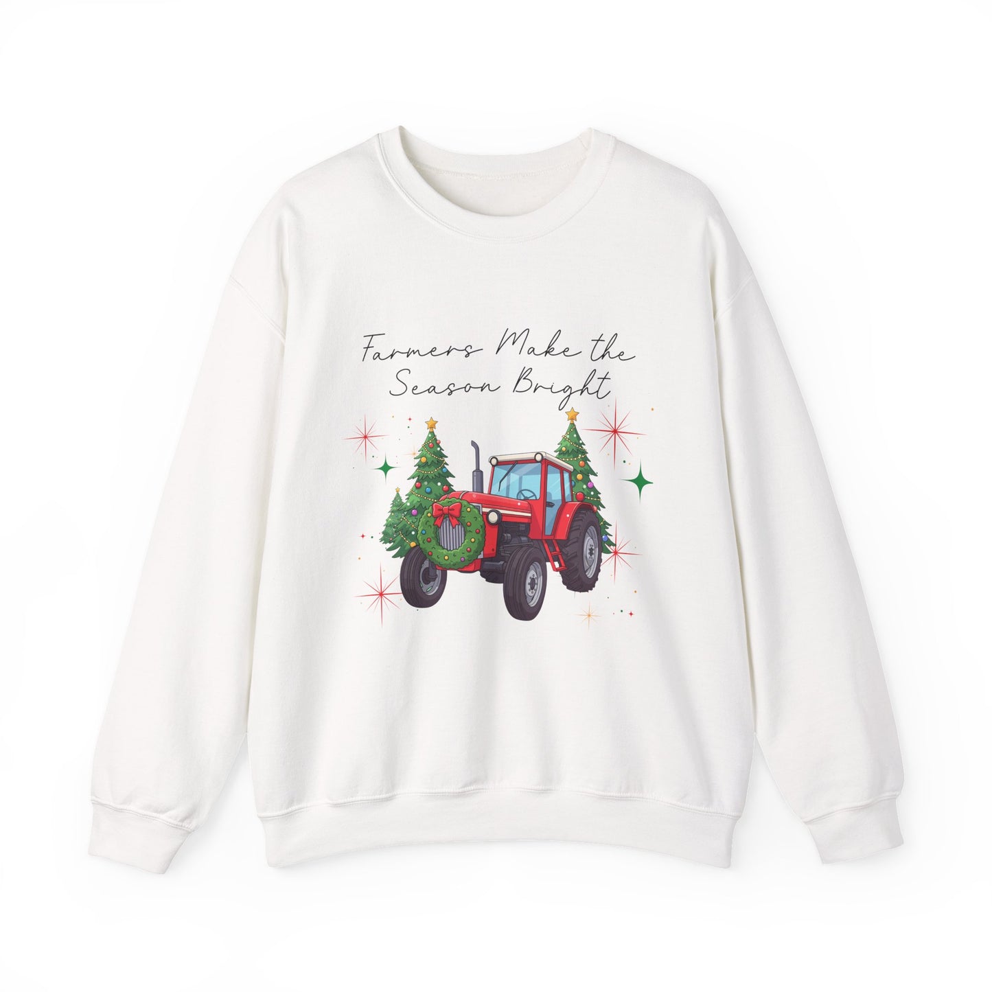 Farmer Christmas Sweatshirt — “Farmers Make the Season Bright” Tractor Holiday Crewneck