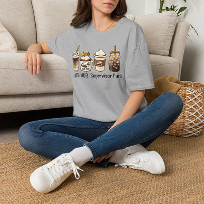 Air Hub Supervisor Fuel T-Shirt — Cute Coffee Drinks Graphic Tee for Managers and Aviation Staff